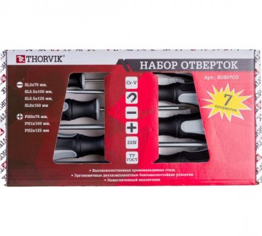 Фотография товара 'Thorvik SDS07CO Набор отверток стержневых, 7 предметов'
