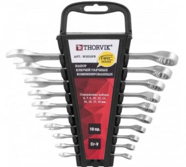 Фотография товара 'Thorvik W3S10PR Набор ключей гаечных комбинированных серии ARC  6-19 мм'