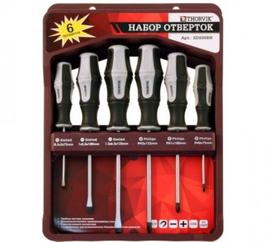 Фотография товара 'Thorvik SDS06BH Набор отверток стержневых с крепежной планкой'
