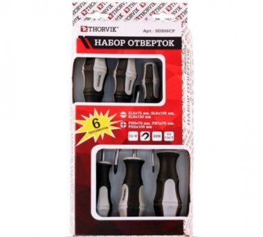 Фотография товара 'Thorvik SDS06CP Набор отверток стержневых, 6 предметов'