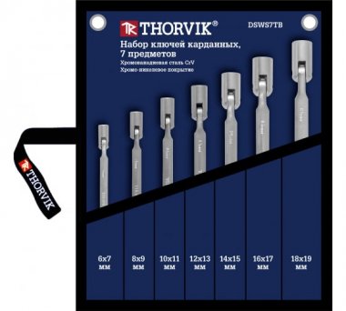 Фотография товара 'Thorvik DSWS7TB Набор ключей гаечных карданных в сумке, 6-19 мм'