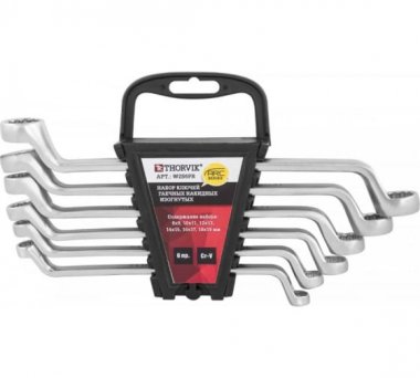 Фотография товара 'Thorvik W2S6PR Набор ключей гаечных накидных изогнутых серии ARC 8-19 мм'