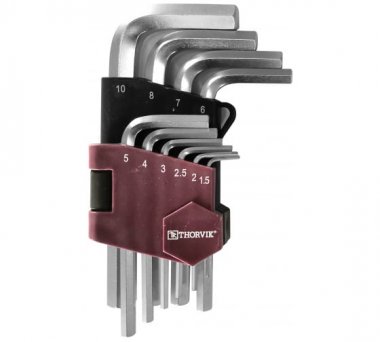 Фотография товара 'Thorvik HKS10S Набор ключей торцевых шестигранных коротких, H1.5-H10'
