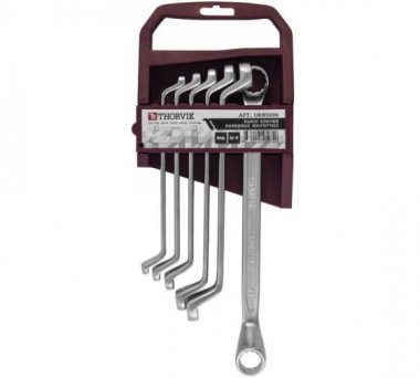 Фотография товара 'Thorvik ORWS006 Набор ключей гаечных накидных изогнутых 75° на держателе, 6-19 мм'
