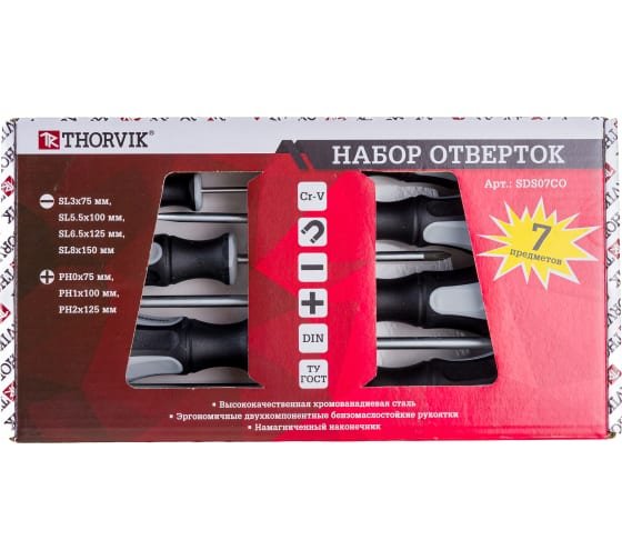 Фотография товара 'Thorvik SDS07CO Набор отверток стержневых, 7 предметов'