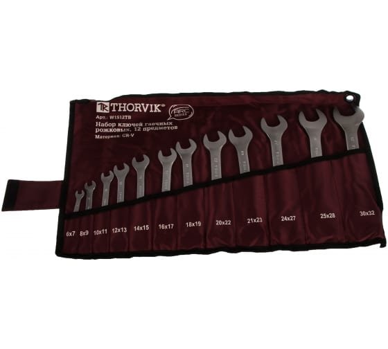 Фотография товара 'Thorvik W1S12TB Набор ключей гаечных рожковых серии ARC в сумке, 6-32 мм'
