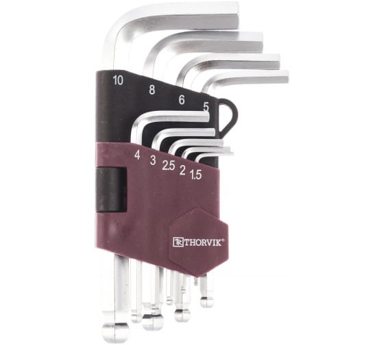 Фотография товара 'Thorvik HKSB9S Набор ключей торцевых шестигранных коротких с шаром'