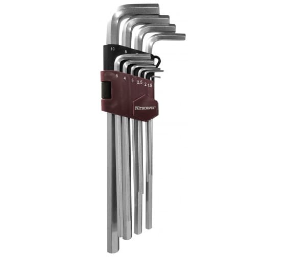Фотография товара 'Thorvik HKL10S Набор ключей торцевых шестигранных удлиненных, H1.5-H10'