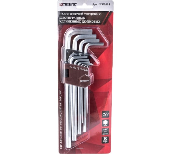 Фотография товара 'Thorvik HKIL10S Набор ключей торцевых шестигранных удлиненных дюймовых'