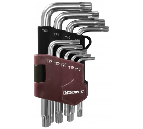 Фотография товара 'Thorvik TTKS9S Набор ключей торцевых T-TORX® коротких Т10H-T50H'