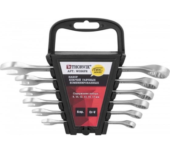 Фотография товара 'Thorvik W3S6PR Набор ключей гаечных комбинированных серии ARC 8-17 мм'