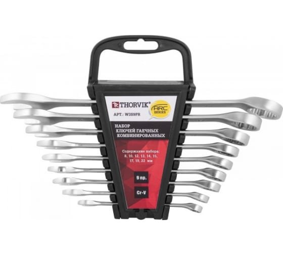 Фотография товара 'Thorvik W3S9PR Набор ключей гаечных комбинированных серии ARC 8-22 мм'