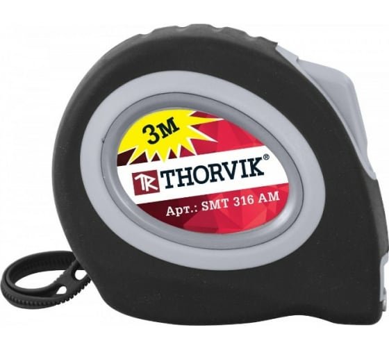 Фотография товара 'Thorvik SMT316AM Рулетка с магнитным захватом и автостопом, в обрезиненном корпусе, 3 м'