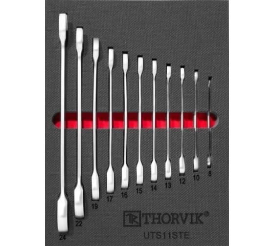 Фотография товара 'Thorvik UTS11STE Набор ключей комбинированных трещоточных 280х375 мм'